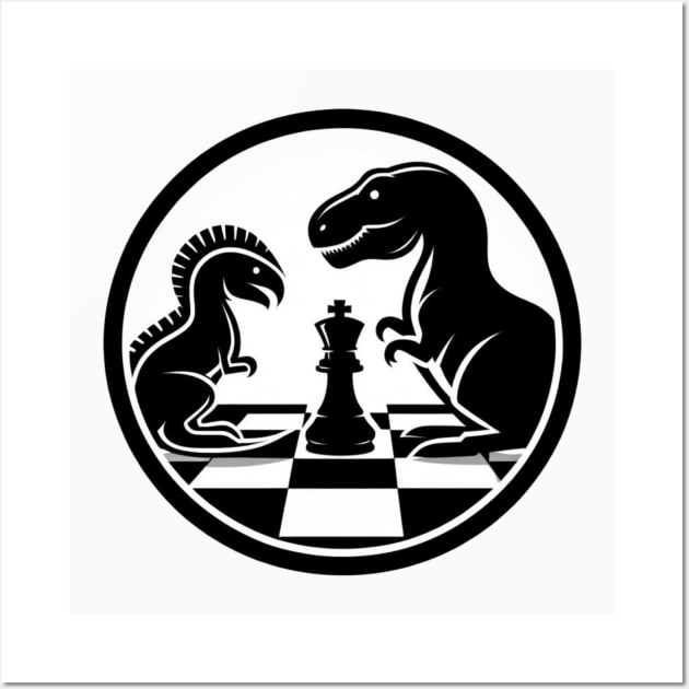 Dinosaur Chess Faceoff Wall Art by Shawn's Domain